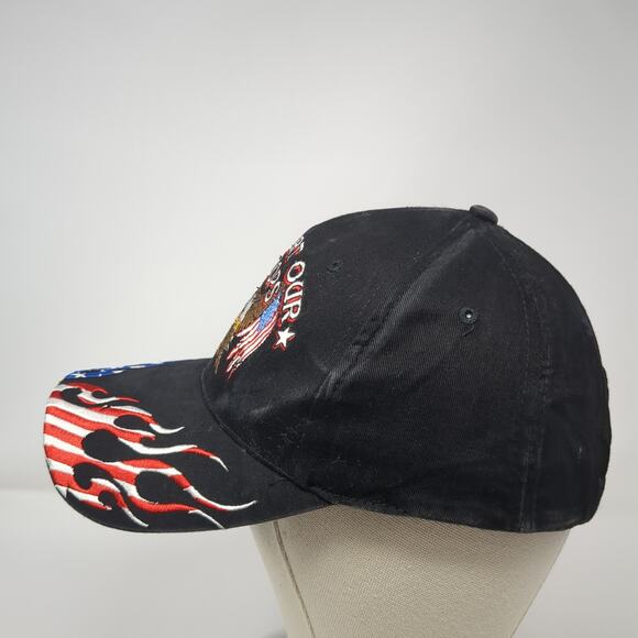 Support Our Troops U.S. Flag Strapback Baseball Cap Black OS Hi-Way Distributing - Picture 3 of 10